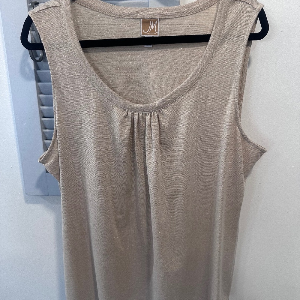 JM Collection Metallic Knit Sleeveless Scoop Neck Top XL